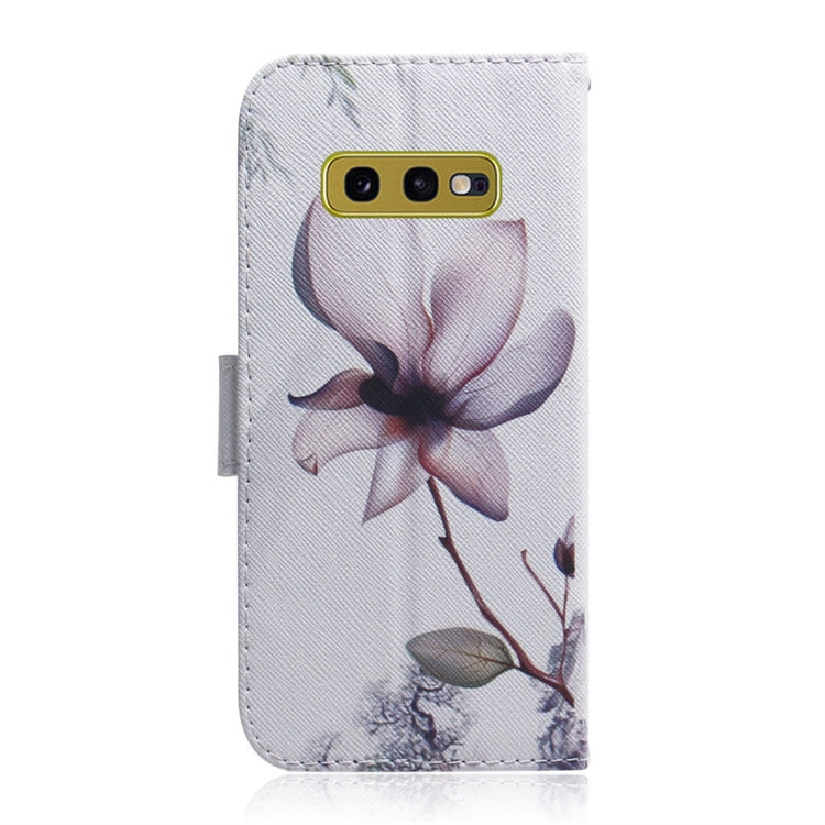 Magnolia Flower Pattern Coloured Drawing Horizontal Flip Leather Case for Galaxy S10 E, with Holder & Card Slots & Wallet
