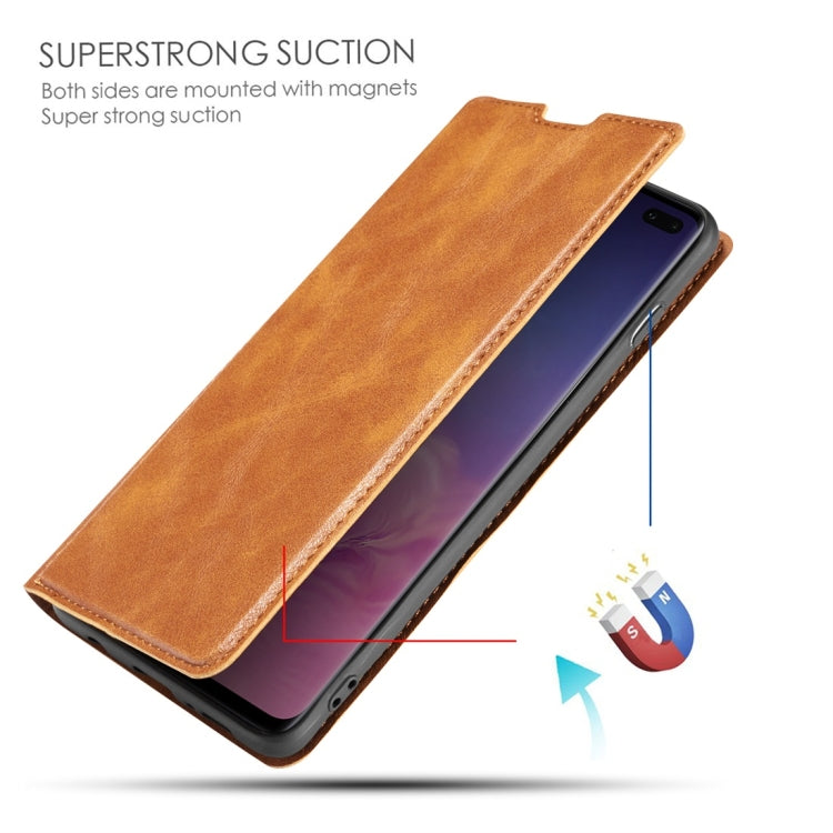 Retro Simple Ultra-thin Magnetic Horizontal Flip Leather Case for Galaxy S10 5G, with Holder & Card Slots & Lanyard
