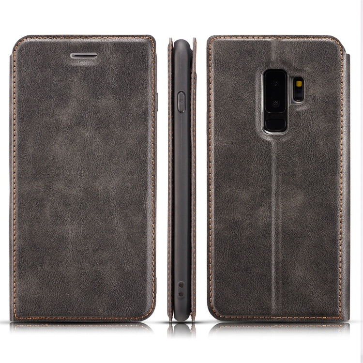 Retro Simple Ultra-thin Magnetic Horizontal Flip Leather Case for Galaxy S9, with Holder & Card Slots & Lanyard