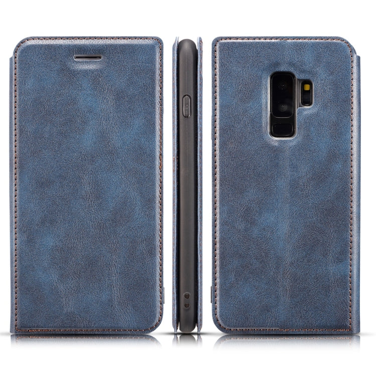 Retro Simple Ultra-thin Magnetic Horizontal Flip Leather Case for Galaxy S9, with Holder & Card Slots & Lanyard