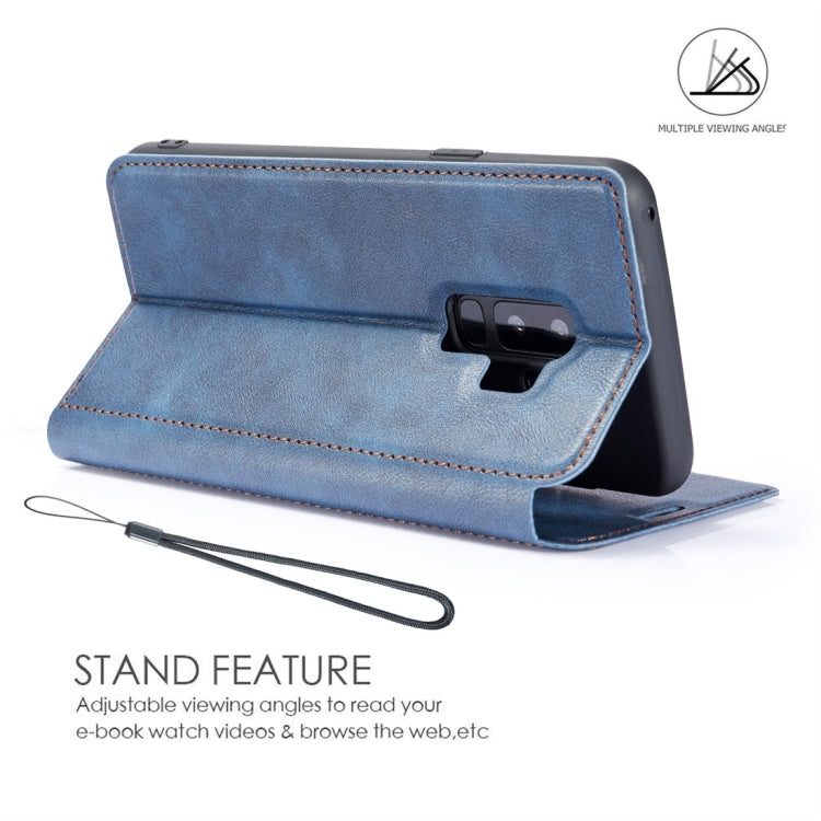 Retro Simple Ultra-thin Magnetic Horizontal Flip Leather Case for Galaxy S9, with Holder & Card Slots & Lanyard