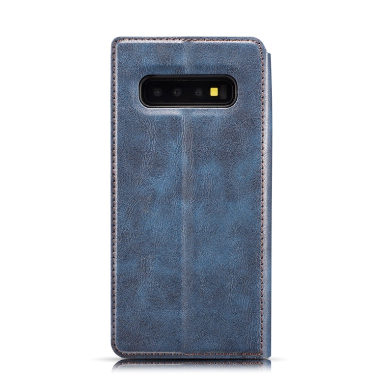 Retro Simple Ultra-thin Magnetic Horizontal Flip Leather Case for Galaxy S10 Plus, with Holder & Card Slots & Lanyard