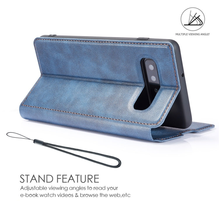 Retro Simple Ultra-thin Magnetic Horizontal Flip Leather Case for Galaxy S10 Plus, with Holder & Card Slots & Lanyard