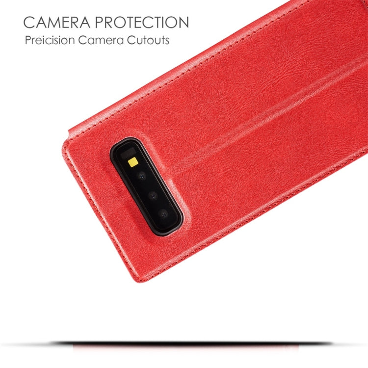 Retro Simple Ultra-thin Magnetic Horizontal Flip Leather Case for Galaxy S10 Plus, with Holder & Card Slots & Lanyard