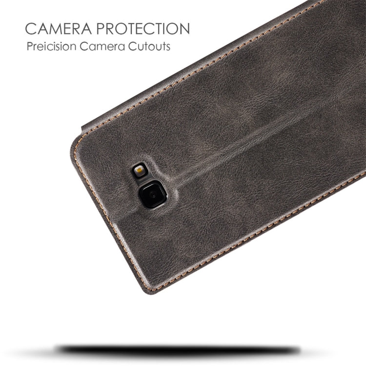 Retro Simple Ultra-thin Magnetic Horizontal Flip Leather Case for Galaxy J4 Plus, with Holder & Card Slots & Lanyard