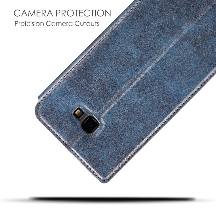 Retro Simple Ultra-thin Magnetic Horizontal Flip Leather Case for Galaxy J4 Plus, with Holder & Card Slots & Lanyard