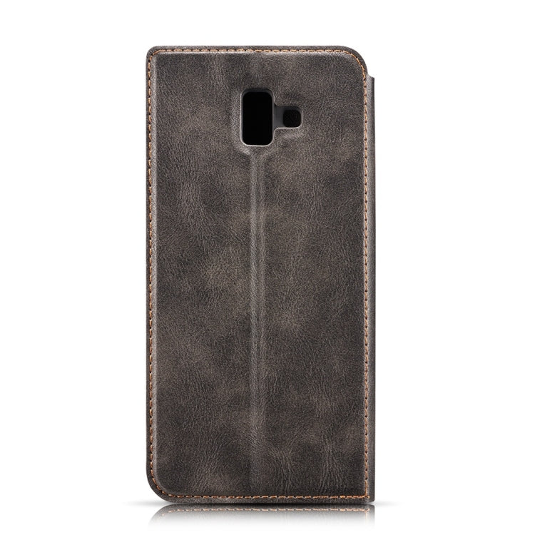 Retro Simple Ultra-thin Magnetic Horizontal Flip Leather Case for Galaxy J6 Plus, with Holder & Card Slots & Lanyard