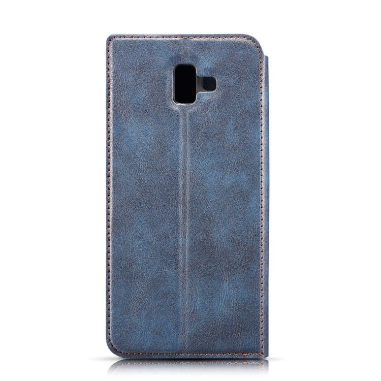 Retro Simple Ultra-thin Magnetic Horizontal Flip Leather Case for Galaxy J6 Plus, with Holder & Card Slots & Lanyard