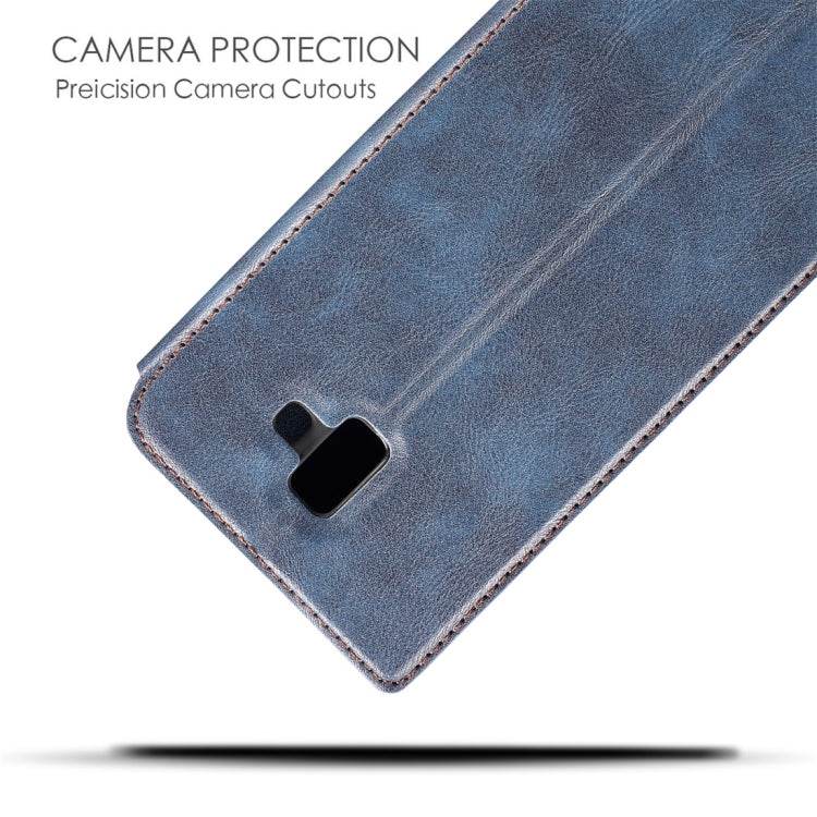 Retro Simple Ultra-thin Magnetic Horizontal Flip Leather Case for Galaxy J6 Plus, with Holder & Card Slots & Lanyard