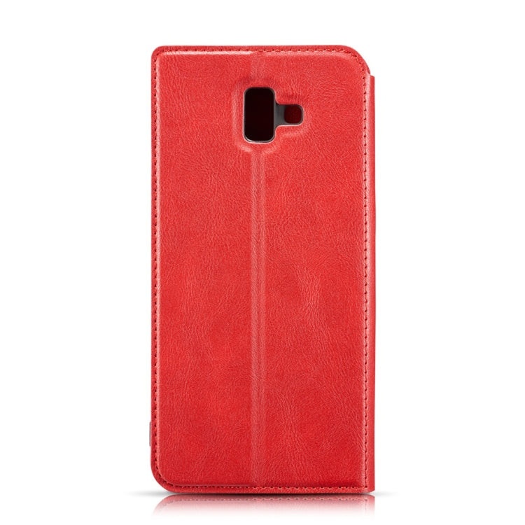 Retro Simple Ultra-thin Magnetic Horizontal Flip Leather Case for Galaxy J6 Plus, with Holder & Card Slots & Lanyard