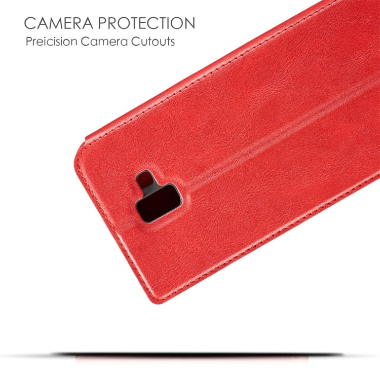 Retro Simple Ultra-thin Magnetic Horizontal Flip Leather Case for Galaxy J6 Plus, with Holder & Card Slots & Lanyard