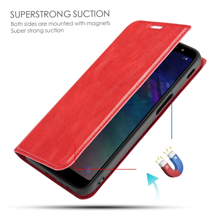 Retro Simple Ultra-thin Magnetic Horizontal Flip Leather Case for Galaxy J6 Plus, with Holder & Card Slots & Lanyard