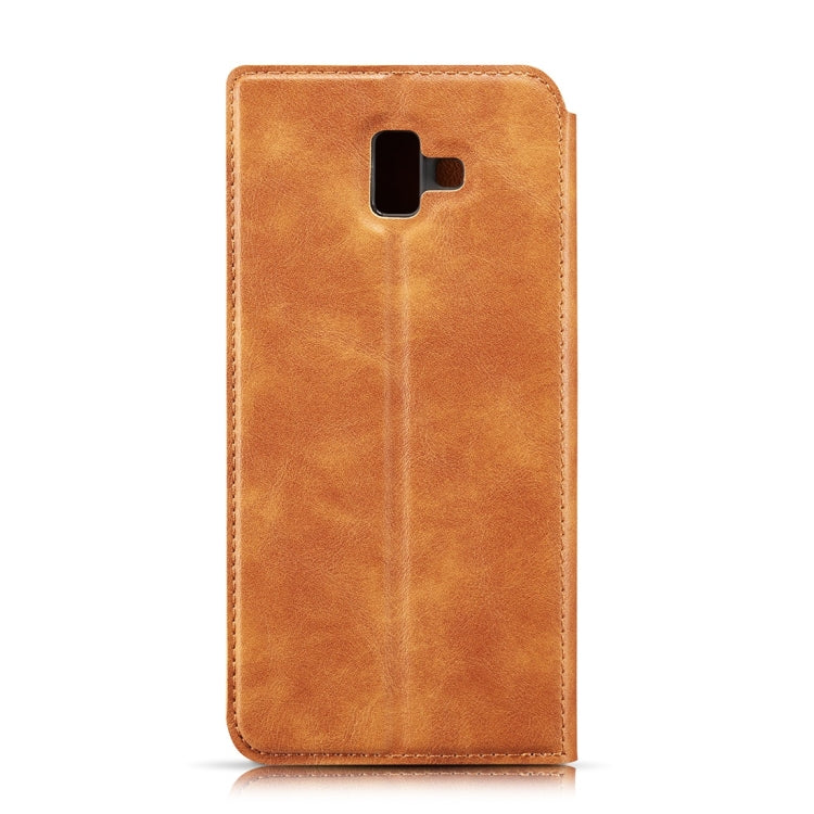 Retro Simple Ultra-thin Magnetic Horizontal Flip Leather Case for Galaxy J6 Plus, with Holder & Card Slots & Lanyard