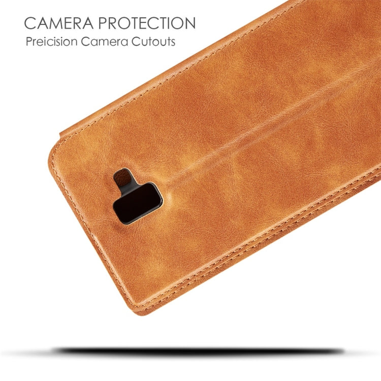 Retro Simple Ultra-thin Magnetic Horizontal Flip Leather Case for Galaxy J6 Plus, with Holder & Card Slots & Lanyard