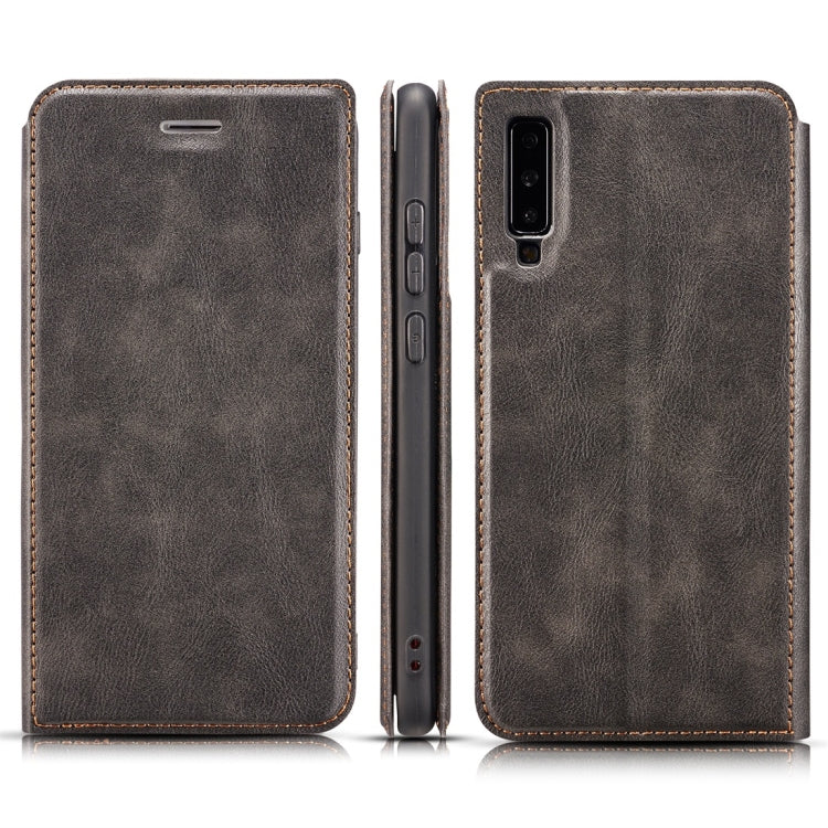 Retro Simple Ultra-thin Magnetic Horizontal Flip Leather Case for Galaxy A7 (2018) / A750, with Holder & Card Slots & Lanyard