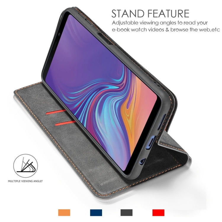 Retro Simple Ultra-thin Magnetic Horizontal Flip Leather Case for Galaxy A7 (2018) / A750, with Holder & Card Slots & Lanyard