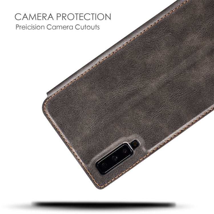 Retro Simple Ultra-thin Magnetic Horizontal Flip Leather Case for Galaxy A7 (2018) / A750, with Holder & Card Slots & Lanyard