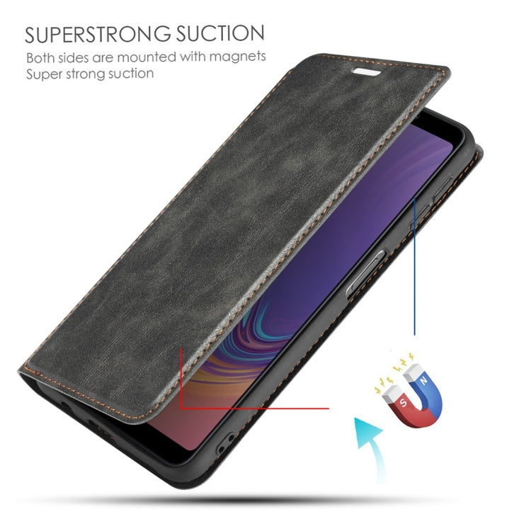 Retro Simple Ultra-thin Magnetic Horizontal Flip Leather Case for Galaxy A7 (2018) / A750, with Holder & Card Slots & Lanyard