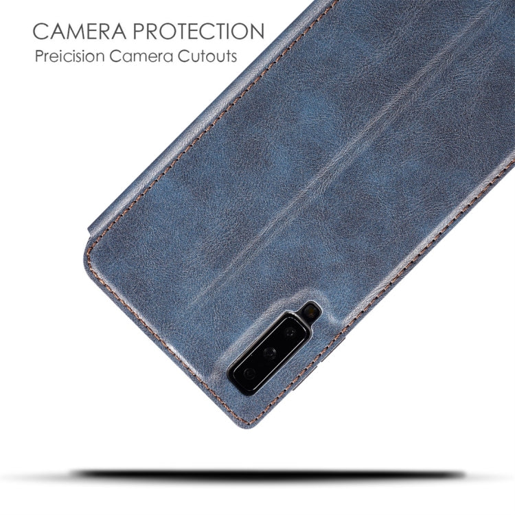 Retro Simple Ultra-thin Magnetic Horizontal Flip Leather Case for Galaxy A7 (2018) / A750, with Holder & Card Slots & Lanyard