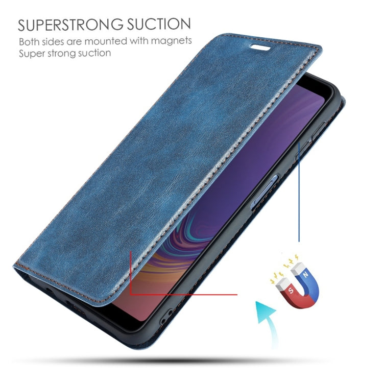 Retro Simple Ultra-thin Magnetic Horizontal Flip Leather Case for Galaxy A7 (2018) / A750, with Holder & Card Slots & Lanyard
