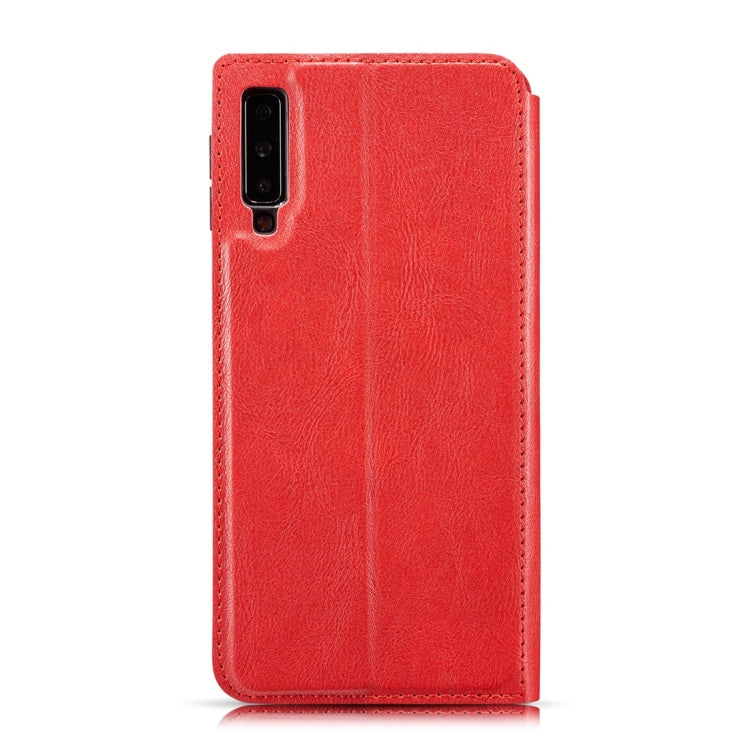 Retro Simple Ultra-thin Magnetic Horizontal Flip Leather Case for Galaxy A7 (2018) / A750, with Holder & Card Slots & Lanyard