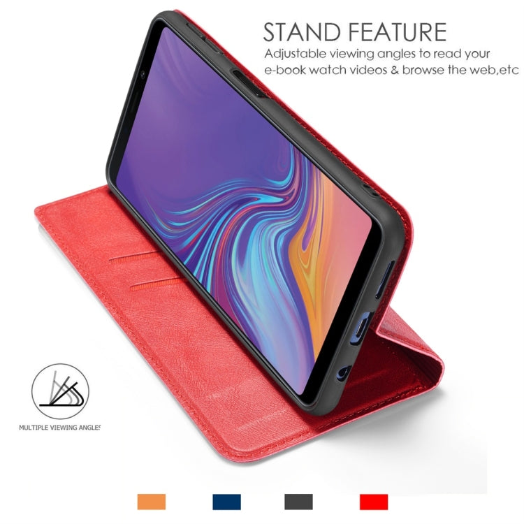 Retro Simple Ultra-thin Magnetic Horizontal Flip Leather Case for Galaxy A7 (2018) / A750, with Holder & Card Slots & Lanyard