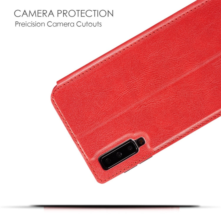 Retro Simple Ultra-thin Magnetic Horizontal Flip Leather Case for Galaxy A7 (2018) / A750, with Holder & Card Slots & Lanyard