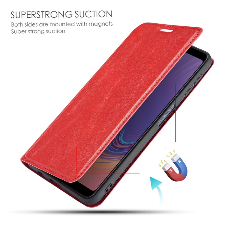 Retro Simple Ultra-thin Magnetic Horizontal Flip Leather Case for Galaxy A7 (2018) / A750, with Holder & Card Slots & Lanyard