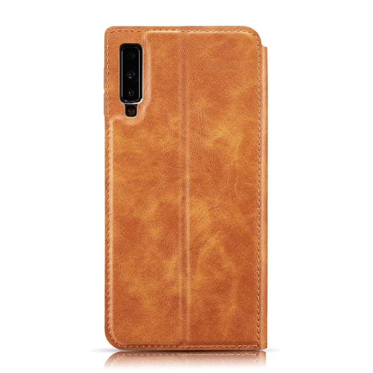 Retro Simple Ultra-thin Magnetic Horizontal Flip Leather Case for Galaxy A7 (2018) / A750, with Holder & Card Slots & Lanyard