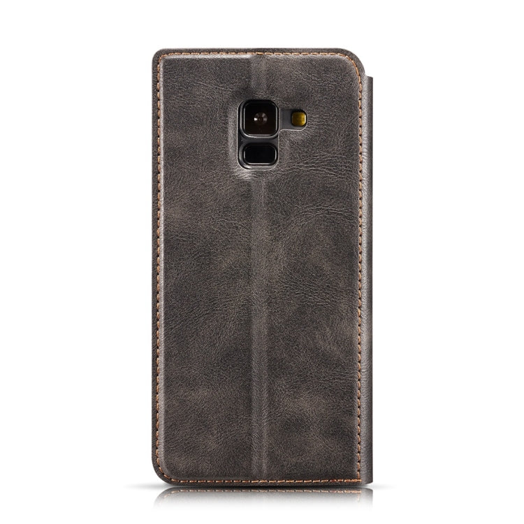 Retro Simple Ultra-thin Magnetic Horizontal Flip Leather Case for Galaxy A8 (2018), with Holder & Card Slots & Lanyard