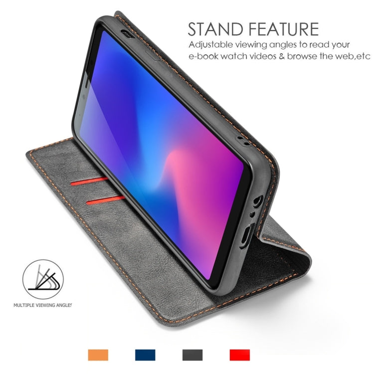 Retro Simple Ultra-thin Magnetic Horizontal Flip Leather Case for Galaxy A8 (2018), with Holder & Card Slots & Lanyard