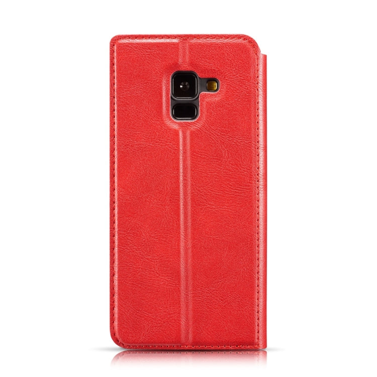 Retro Simple Ultra-thin Magnetic Horizontal Flip Leather Case for Galaxy A8 (2018), with Holder & Card Slots & Lanyard