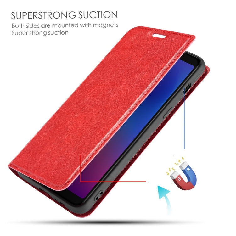 Retro Simple Ultra-thin Magnetic Horizontal Flip Leather Case for Galaxy A8 (2018), with Holder & Card Slots & Lanyard