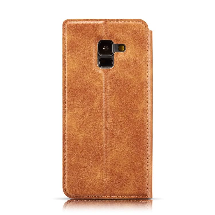 Retro Simple Ultra-thin Magnetic Horizontal Flip Leather Case for Galaxy A8 (2018), with Holder & Card Slots & Lanyard
