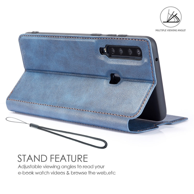 Retro Simple Ultra-thin Magnetic Horizontal Flip Leather Case for Galaxy A9 (2018), with Holder & Card Slots & Lanyard