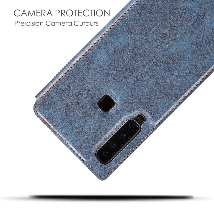 Retro Simple Ultra-thin Magnetic Horizontal Flip Leather Case for Galaxy A9 (2018), with Holder & Card Slots & Lanyard