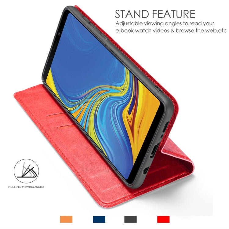 Retro Simple Ultra-thin Magnetic Horizontal Flip Leather Case for Galaxy A9 (2018), with Holder & Card Slots & Lanyard
