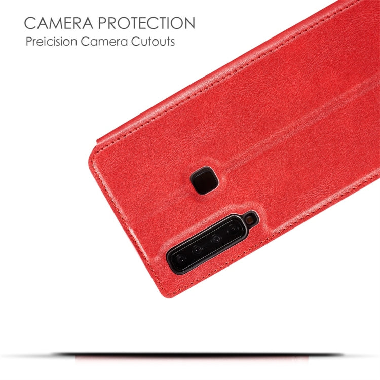 Retro Simple Ultra-thin Magnetic Horizontal Flip Leather Case for Galaxy A9 (2018), with Holder & Card Slots & Lanyard