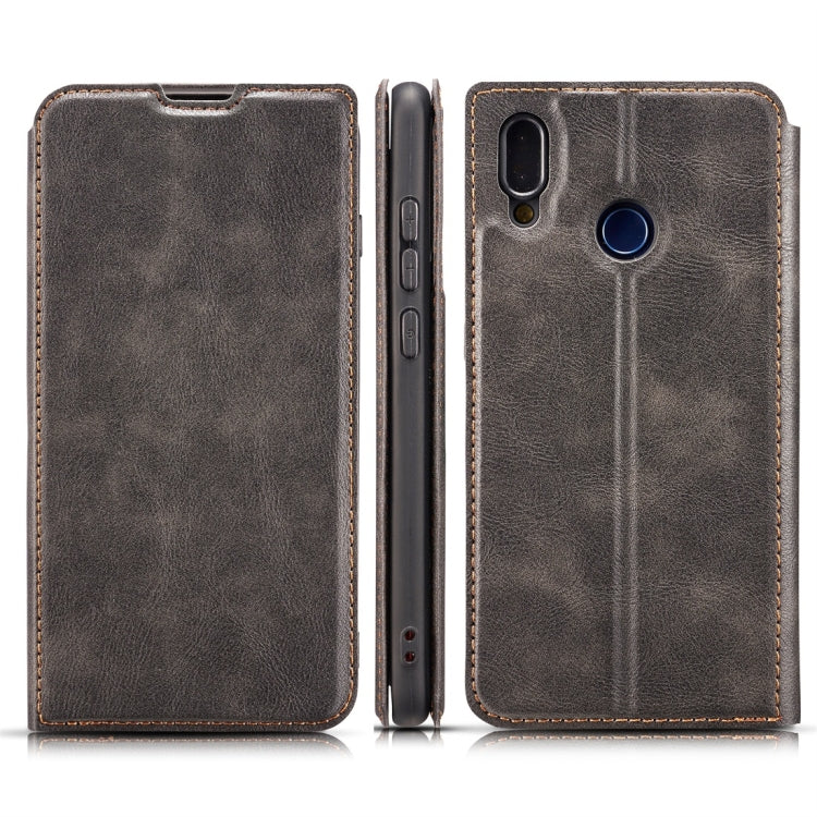 Retro Simple Ultra-thin Magnetic Horizontal Flip Leather Case for Galaxy A40, with Holder & Card Slots & Lanyard