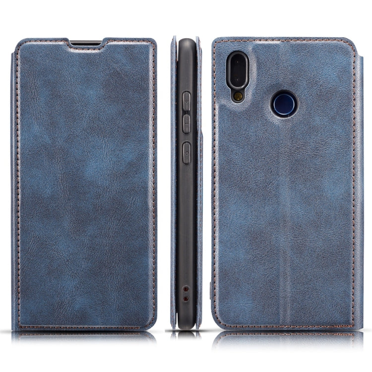 Retro Simple Ultra-thin Magnetic Horizontal Flip Leather Case for Galaxy A40, with Holder & Card Slots & Lanyard