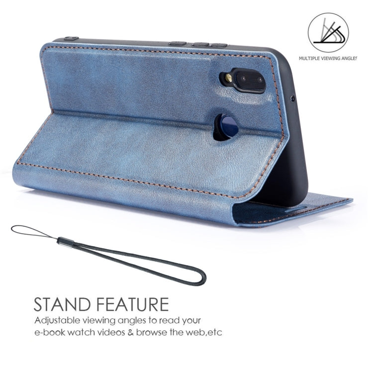 Retro Simple Ultra-thin Magnetic Horizontal Flip Leather Case for Galaxy A40, with Holder & Card Slots & Lanyard