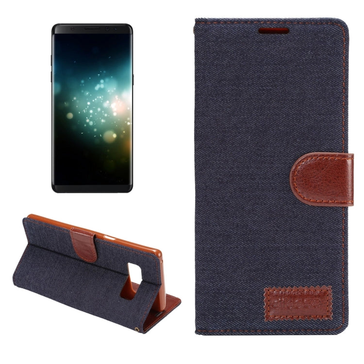 For Galaxy Note 8 Denim Texture TPU Horizontal Flip Leather Protective Case with Holder & Card Slots(Black)