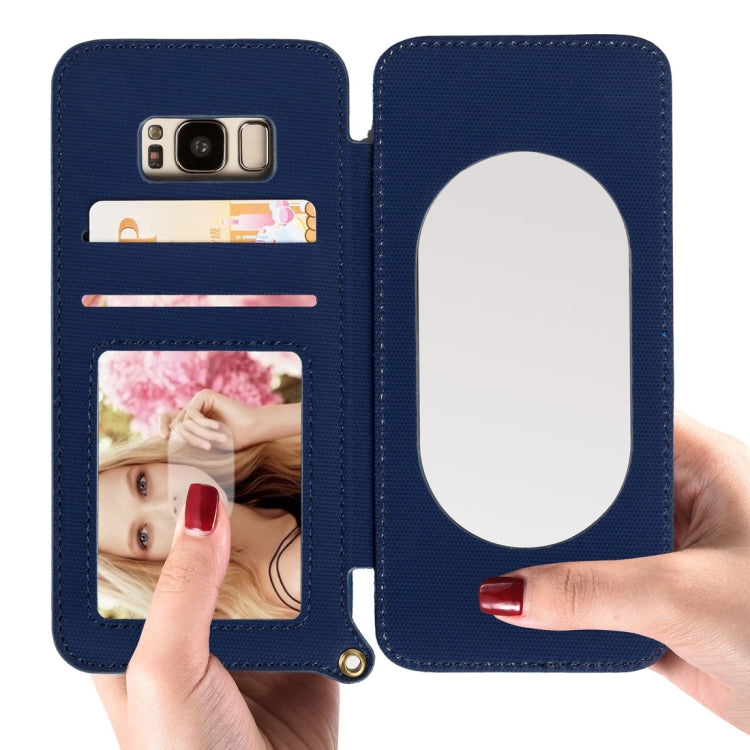 For Galaxy S8 Denim Texture + TPU Frosted Horizontal Flip Leather Case with Card Slots & Wallet & Photo Frame & Mirror & Adjustable Lanyard