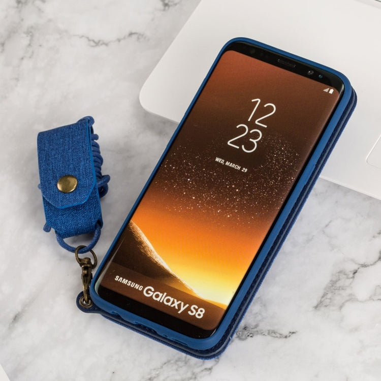 For Galaxy S8 Denim Texture + TPU Frosted Horizontal Flip Leather Case with Card Slots & Wallet & Photo Frame & Mirror & Adjustable Lanyard