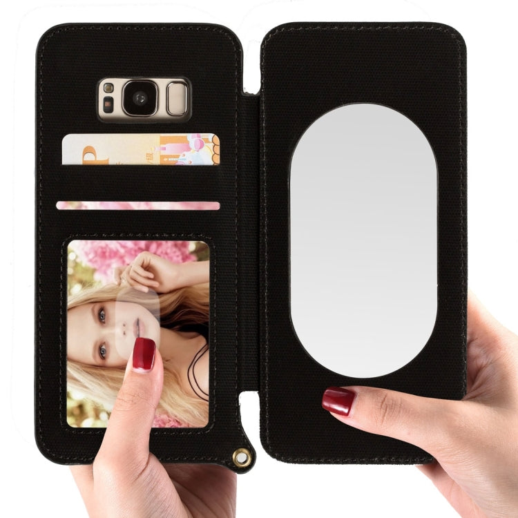 For Galaxy S8+ / G9550 Denim Texture + TPU Frosted Horizontal Flip Leather Case with Card Slots & Wallet & Photo Frame & Mirror & Adjustable Lanyard