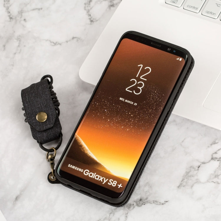 For Galaxy S8+ / G9550 Denim Texture + TPU Frosted Horizontal Flip Leather Case with Card Slots & Wallet & Photo Frame & Mirror & Adjustable Lanyard