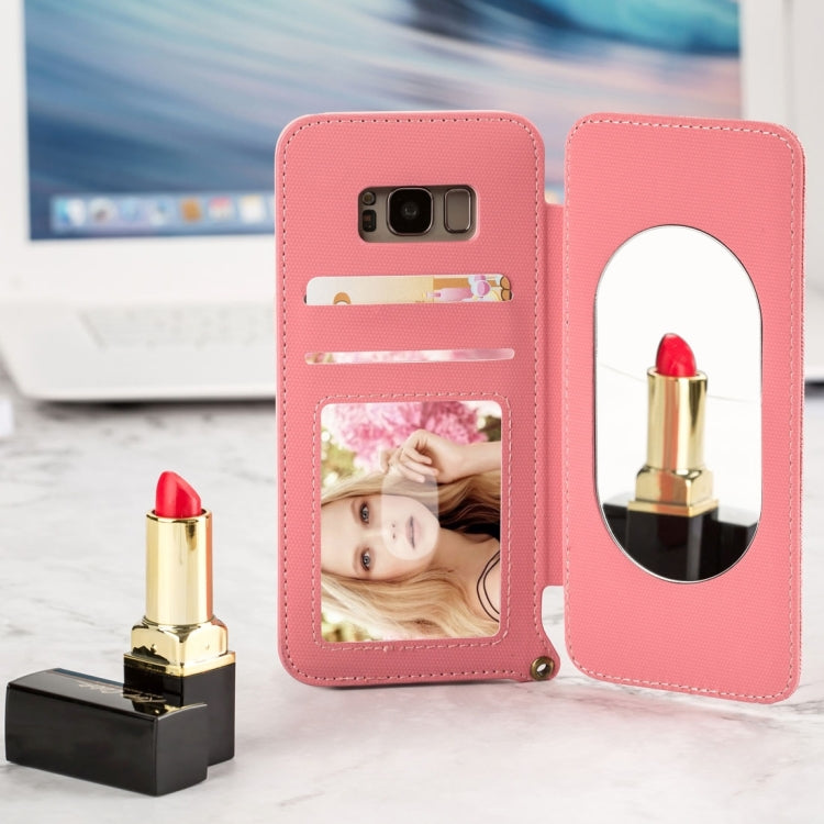 For Galaxy S8+ / G9550 Denim Texture + TPU Frosted Horizontal Flip Leather Case with Card Slots & Wallet & Photo Frame & Mirror & Adjustable Lanyard