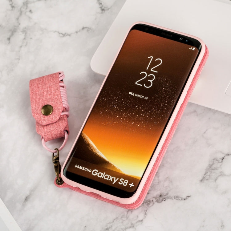 For Galaxy S8+ / G9550 Denim Texture + TPU Frosted Horizontal Flip Leather Case with Card Slots & Wallet & Photo Frame & Mirror & Adjustable Lanyard