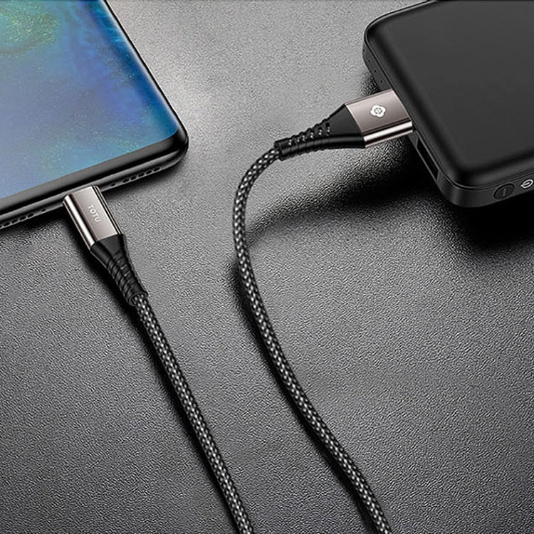 TOTUDESIGN Color Core Series BTA-019 2 in 1 DC 5V - 2.4A USB-C / Type-C Interface Charging + Transmission Two-color Braided Data Cable, Length: 1m