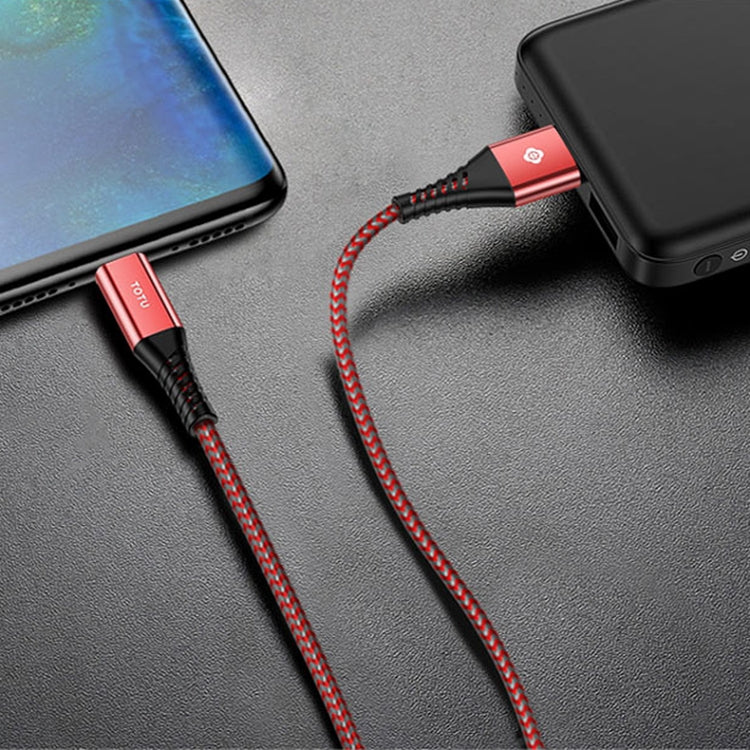TOTUDESIGN Color Core Series BTA-019 2 in 1 DC 5V - 2.4A USB-C / Type-C Interface Charging + Transmission Two-color Braided Data Cable, Length: 1m